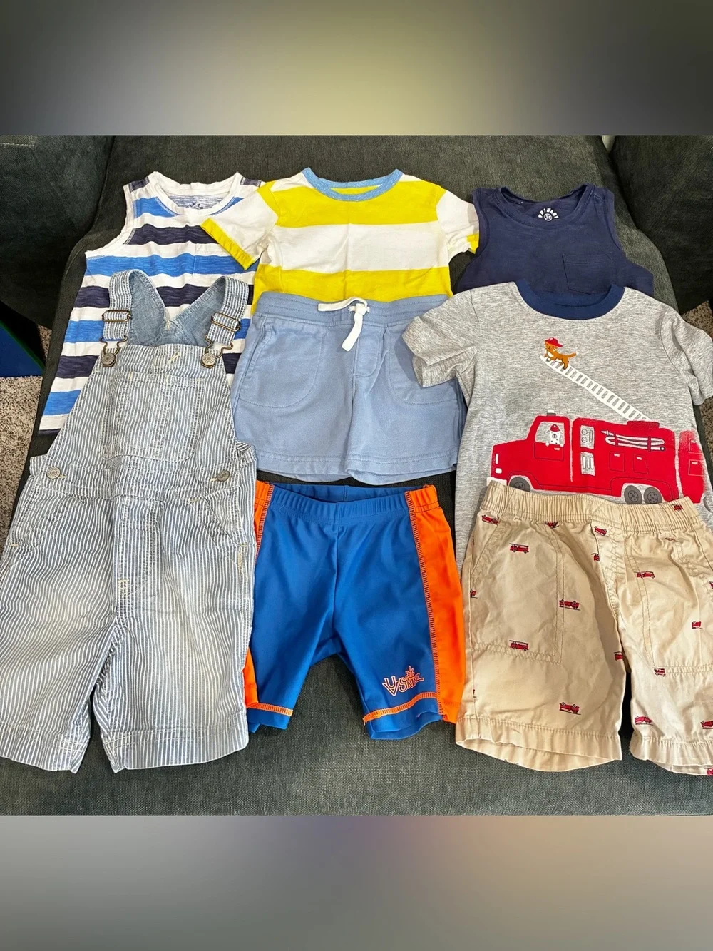 Boys Clothes Bundle Lot of 8 Gap Overalls Primary Shorts Tees Size 4